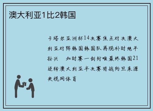 澳大利亚1比2韩国